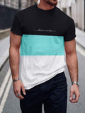 Camisa Manfinity Homme Homens Camiseta gráfica letra bloco de cores