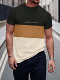 Manfinity Homme Homens Camiseta gráfica letra bloco de cores