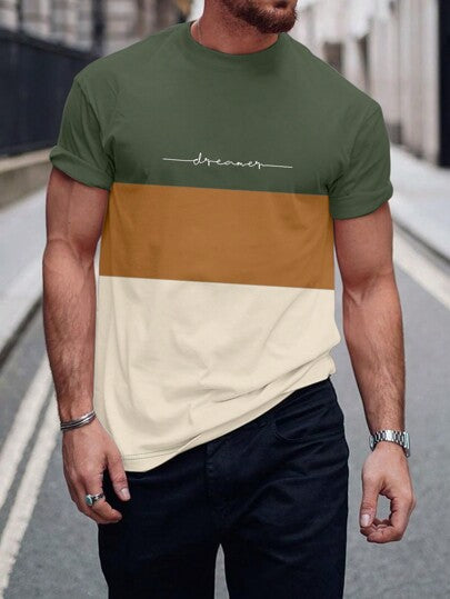 Camisa Manfinity Homme Homens Camiseta gráfica letra bloco de cores