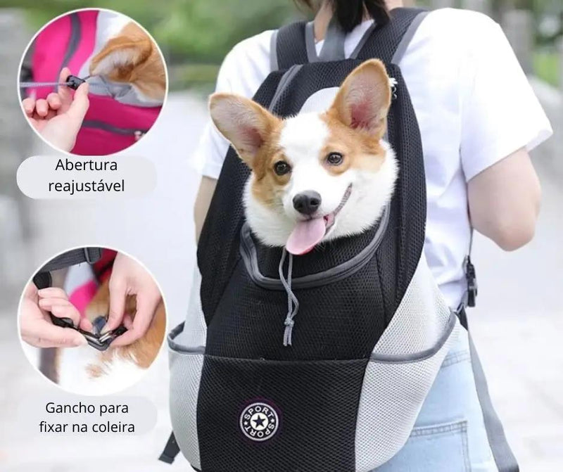 Bolsa Canguru Pet Concept Ajustável para carregar Gato e Cachorro