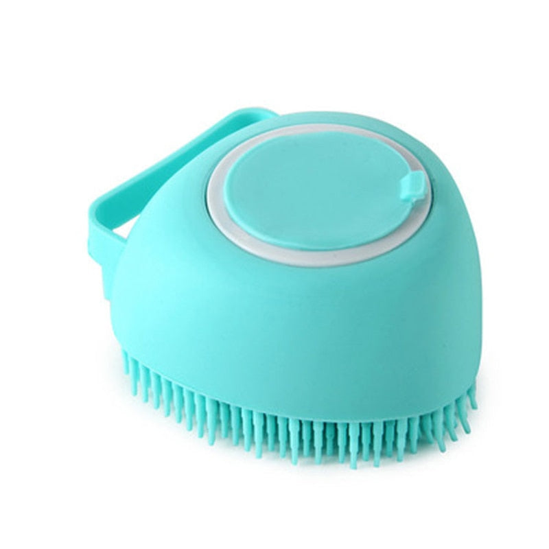 Escova  de silicone Relaxante De Banho Para Animais com Dispenser Shampoo