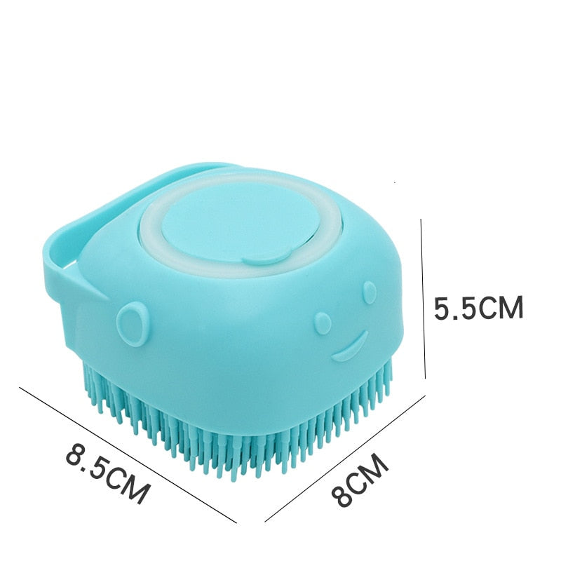 Escova  de silicone Relaxante De Banho Para Animais com Dispenser Shampoo