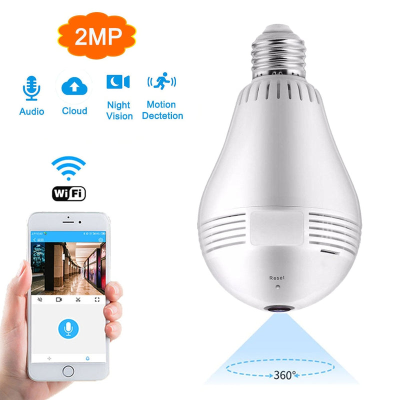 Lâmpada E27 LED com Câmera 360° 1080P Home Security Wi-Fi