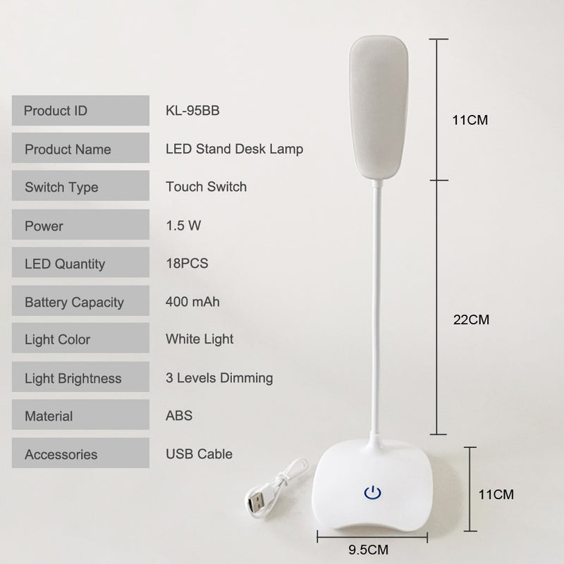 Luminária com lâmpada Led brilhante para mesa Escritório Recarregável e a bateria