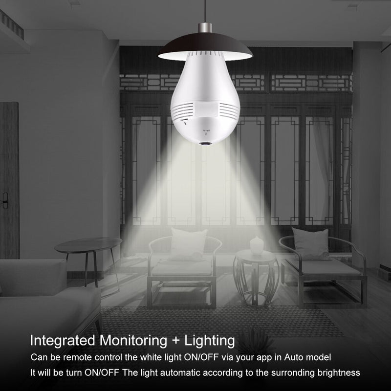 Lâmpada E27 LED com Câmera 360° 1080P Home Security Wi-Fi