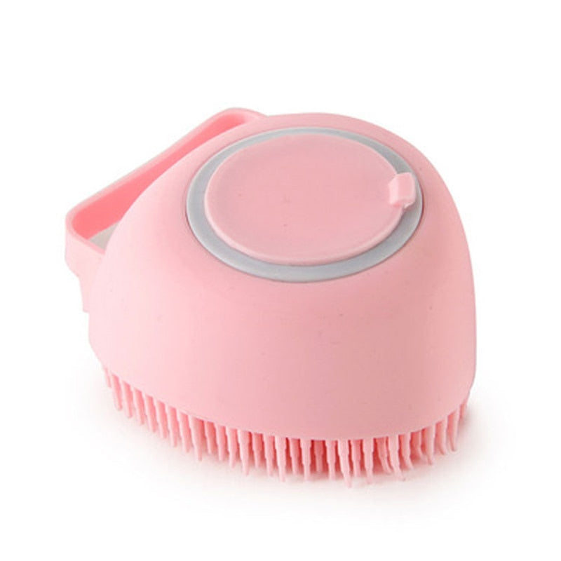 Escova  de silicone Relaxante De Banho Para Animais com Dispenser Shampoo