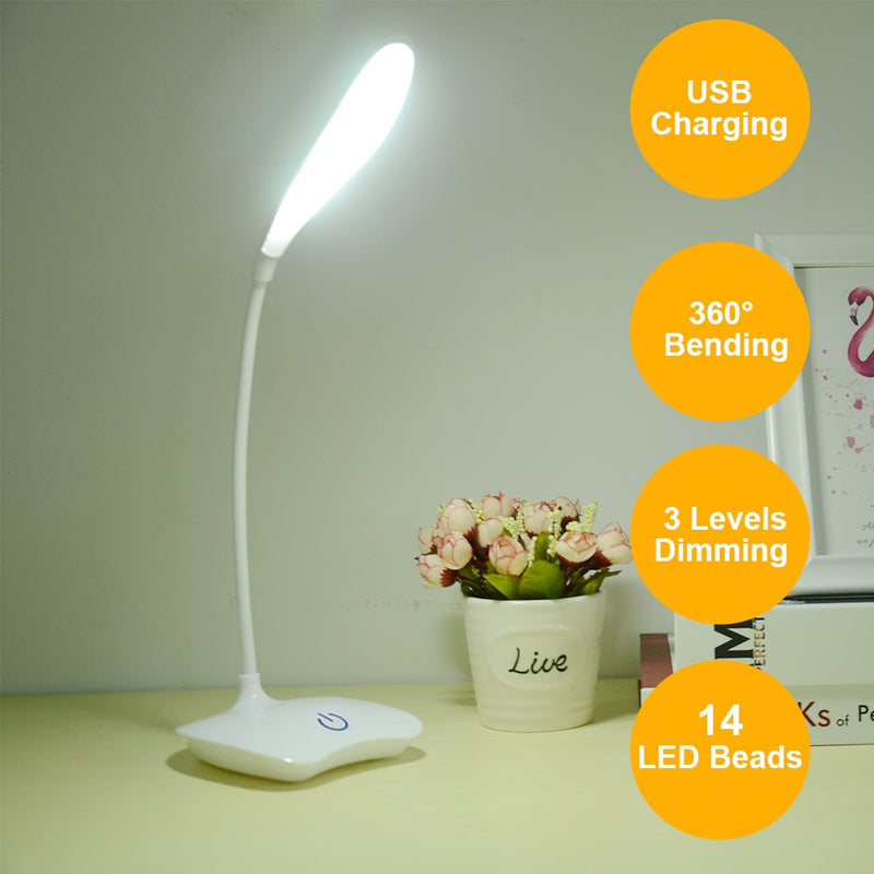 Luminária com lâmpada Led brilhante para mesa Escritório Recarregável e a bateria